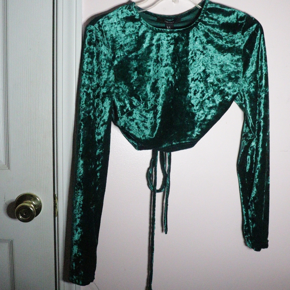 Forever21 Green Tie Blouse